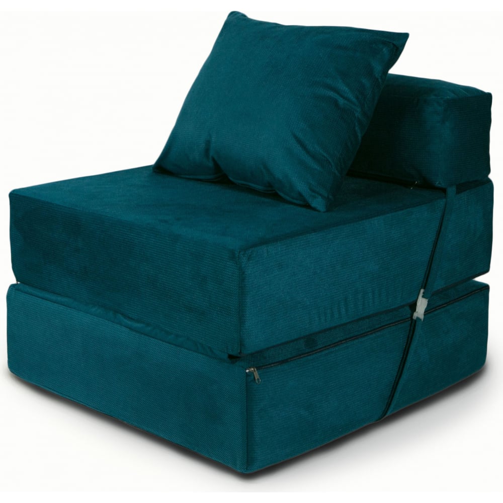 фото Бескаркасное кресло-кровать mypuff глубокая бирюза, мебельный велюр тори kv_546