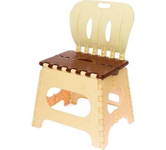 Изображение товара Малый складной табурет Color-x со спинкой, коричневый/бежевый 100204