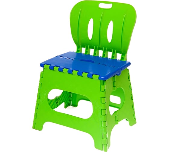 Изображение товара Малый складной табурет Color-x со спинкой, голубой/салатовый 100207