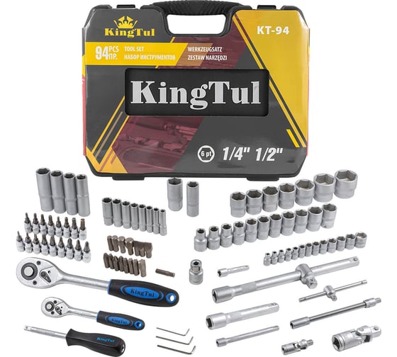 Изображение товара Набор инструментов KingTul 94пр. 1/2 , 1/4 /6гр./4-32мм/ KT-94(2068)