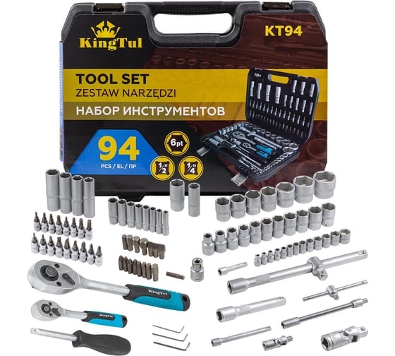 Изображение товара Набор инструментов KingTul 94пр. 1/2 , 1/4 /6гр./4-32мм/ KT-94(2068)