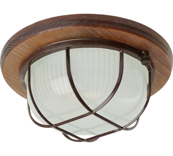 Изображение товара Светильник для бани и сауны FERON НБО 03-60-022 220V 60Вт Е27 IP54 дерево, орех, круг, с решеткой 11574