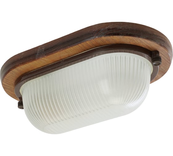 Изображение товара Светильник для бани и сауны FERON НБО 04-60-021 220V 60Вт Е27 IP54 дерево, орех, овал 11575