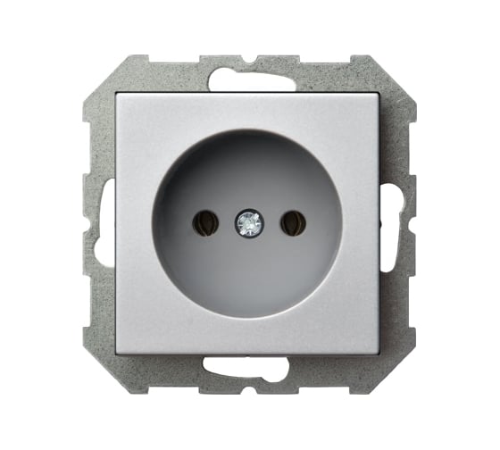 Изображение товара Розетка без заземления LIREGUS Эпсилон IKL 16-304-01 E/Mt серебро, без рамки 28-175