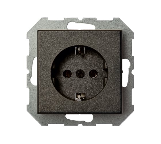 Изображение товара Розетка с заземлением LIREGUS Эпсилон IKL 16-404-01 E/J антрацит, без рамки 28-106