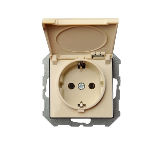 Изображение товара Влагозащищенная розетка с крышкой LIREGUS Эпсилон IKL 16-408-01 E/S кремовый, без рамки 28-069