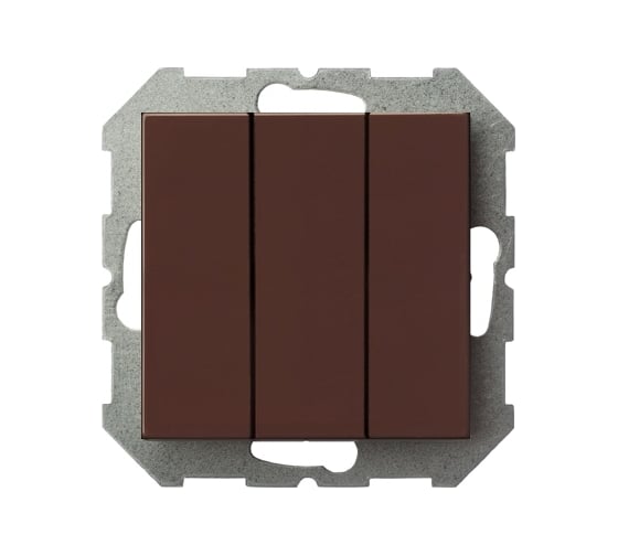 Изображение товара Трехклавишный выключатель LIREGUS Эпсилон IJ3 16-001-01 E/R коричневый, без рамки 28-134