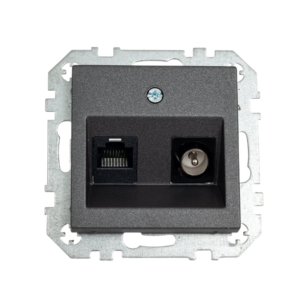 Изображение товара Розетка LIREGUS ТВ+интернет Эпсилон ITVKL-1-01 E/J антрацит