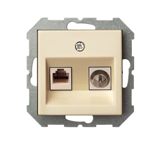 Изображение товара Розетка LIREGUS ТВ + интернет Эпсилон ITVKL-1-01 E/S кремовая, без рамки 28-073