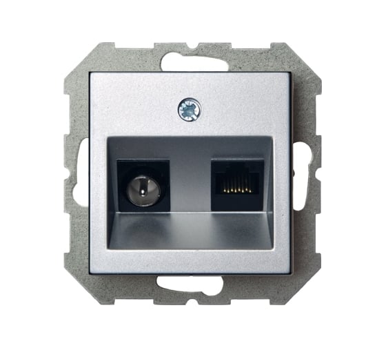 Изображение товара Розетка LIREGUS ТВ + интернет Эпсилон ITVKL-1-01 E/Mt серебро 28-183