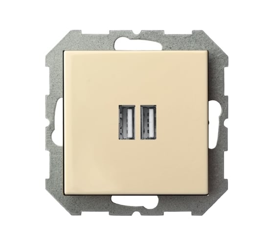 Изображение товара Розетка LIREGUS зарядка usbх2 Эпсилон IUK-2-01 E/S кремовый, без рамки 28-0712