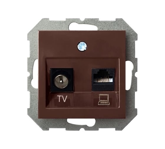 Изображение товара Розетка LIREGUS ТВ + интернет Эпсилон ITVKL-1-01 E/R коричневая, без рамки 28-143