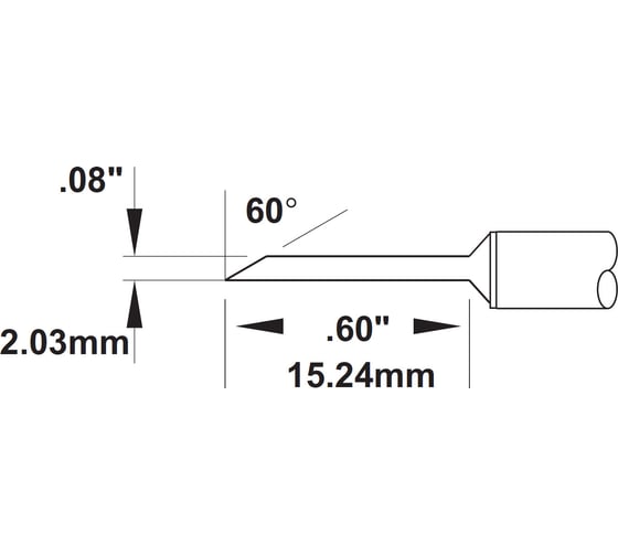 Изображение товара Картридж-наконечник (2.00х15.24 мм) для CV/MX замена SMTC-0169 METCAL SMC-6HF6020S