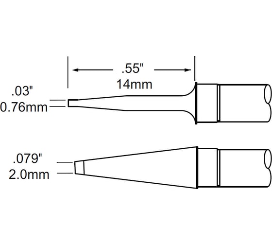Изображение товара Комплект картриджей-наконечников (2.0х14 мм) для MFR-PTZ METCAL TFP-BLP2