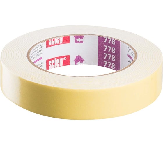 Изображение товара Монтажная двусторонняя лента SCLEY серия 778, на вспененной основе, размер 19 мм х 5 м 0310-780519