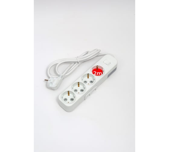 Изображение товара Удлинитель ELBI Myra с заземлением, 4 гнезда, с защитными шторками, с выключателем, 2м, 3x1,5 527-010202-422