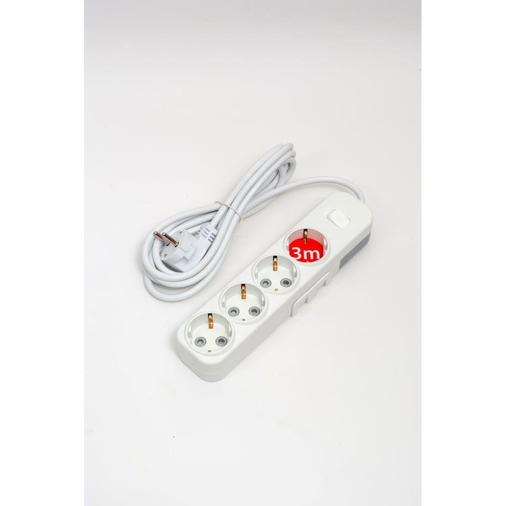 Изображение товара Удлинитель ELBI Myra с заземлением 4 гнезда 3м защитные шторки выключатель