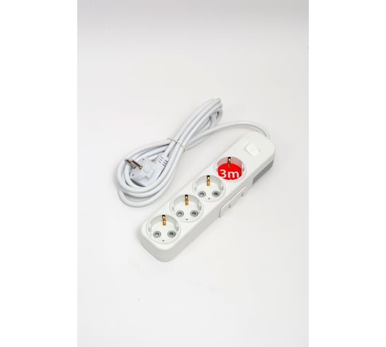 Изображение товара Удлинитель ELBI Myra с заземлением, 4 гнезда, с защитными шторками, с выключателем, 3м, 3x1 527-010203-412