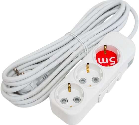 Изображение товара Удлинитель ELBI Myra с заземлением, 3 гнезда, с защитными шторками, 5м, 3x1 527-010205-311