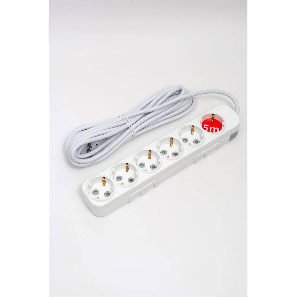 Изображение товара Удлинитель ELBI Myra с 6 гнездами и защитными шторками, 5м