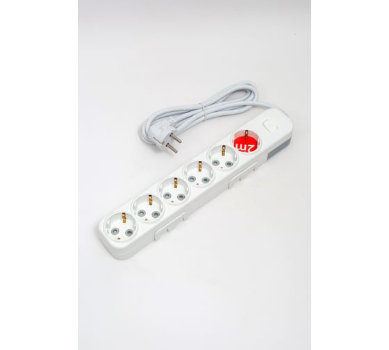 Изображение товара Удлинитель ELBI Myra с заземлением, 6 гнезд, с защитными шторками, с выключателем, 2м, 3x1 527-010202-612