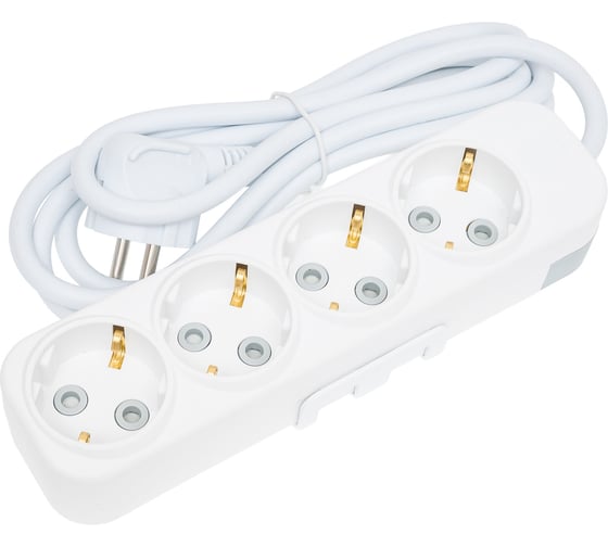 Изображение товара Удлинитель ELBI Myra с заземлением, 4 гнезда, с защитными шторками, 2м, 3x1,5 527-010202-421