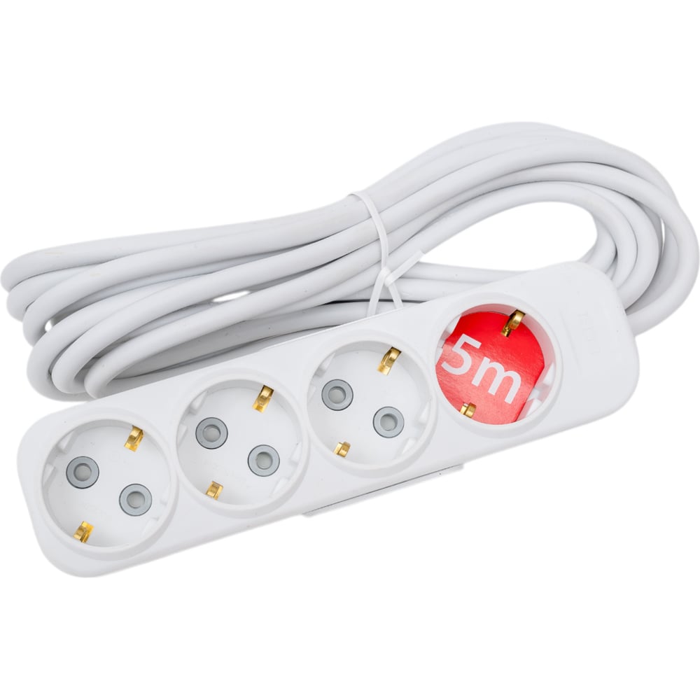 Изображение товара Удлинитель ELBI Myra 4 гнезда с заземлением 5м белый