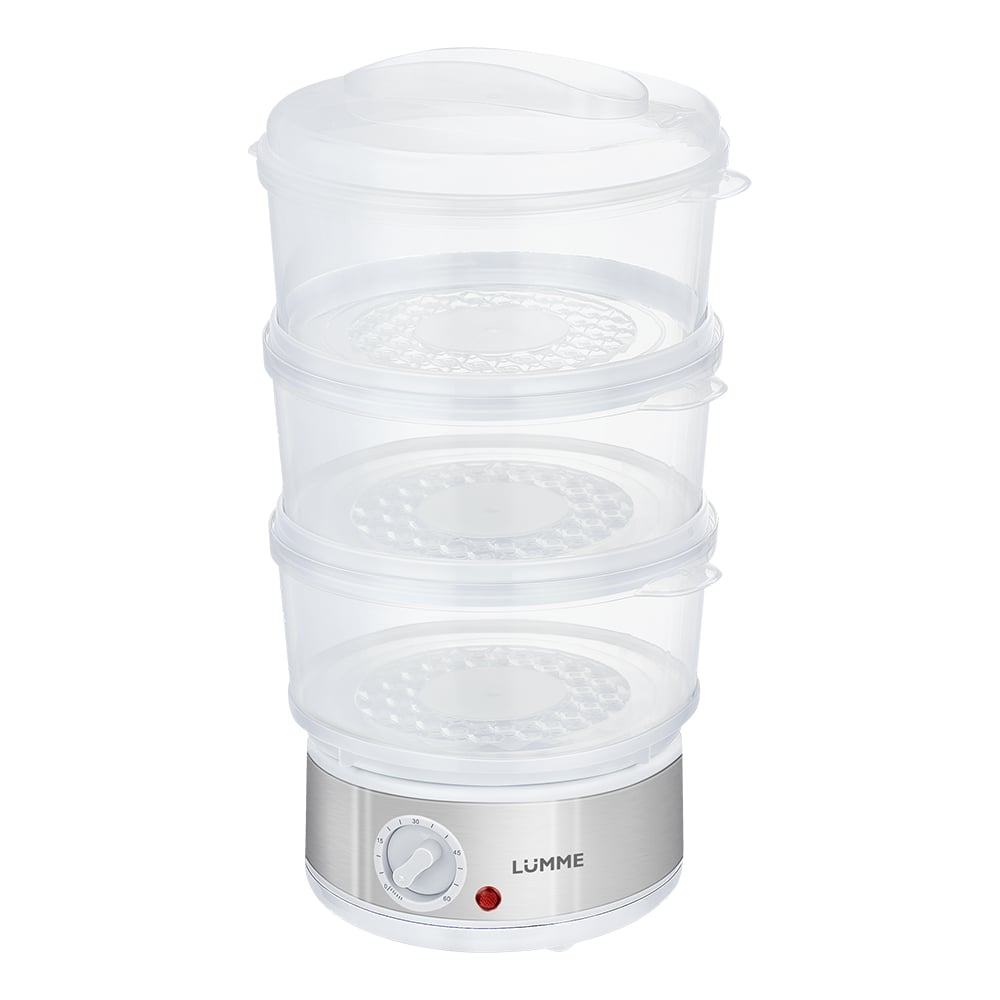 Изображение товара Электрическая пароварка LUMME LU-FS1408A белый жемчуг 7.5л трехъярусная
