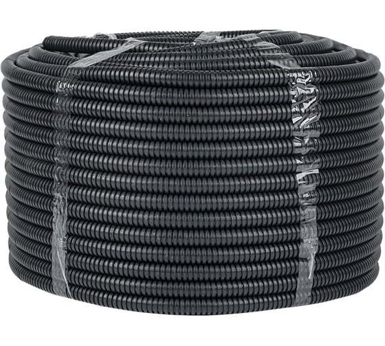 Изображение товара Гофрированная труба EKF FRHF с зондом, d16мм, черная, бухта 100 м, Plast PROxima FRHF-16