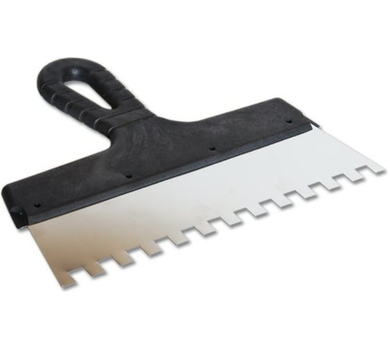 Изображение товара Фасадный шпатель EUROTEX 250 мм зуб 10х10 нержавеющая сталь пластмассовая ручка 020607-010-250