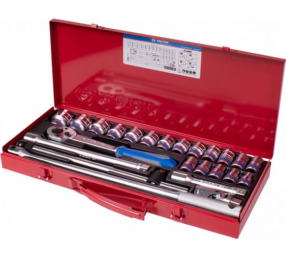 Изображение товара Набор головок с принадлежностями KING TONY 1/2", шестигранные, 10-32 мм, 24 предмета 4324MR