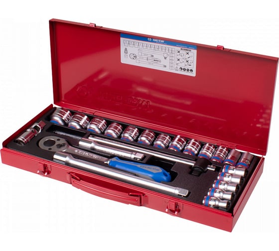 Изображение товара Набор головок с принадлежностями KING TONY 1/2", двенадцатигранные, 10-32 мм, 23 предмета 4028MR90