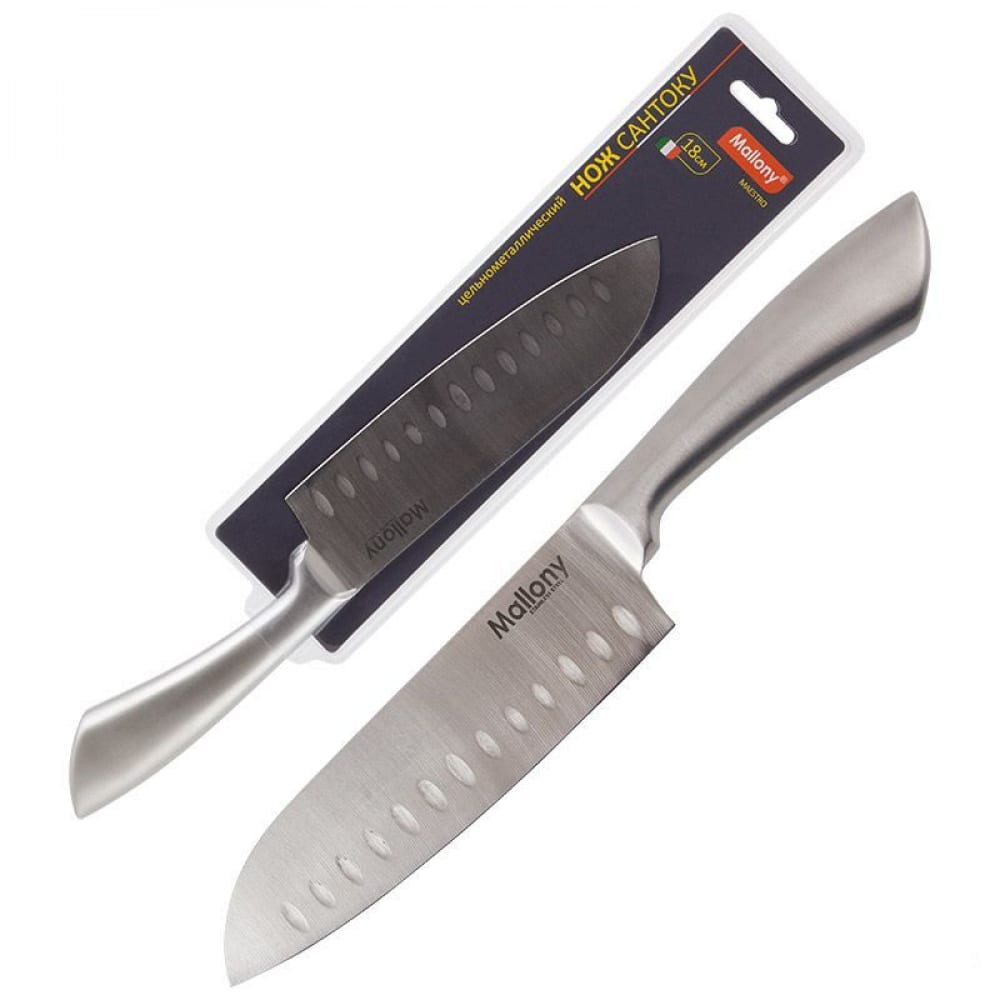 Цельнометаллический нож-сантоку Mallony нож сантоку mikadzo damascus suminagashi 4996235