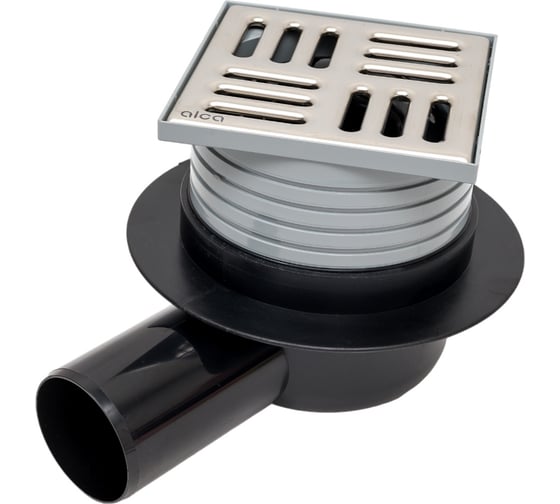 Изображение товара Регулируемый трап Alcadrain с гидрозатвором, Дн 50, с нержавеющей решёткой 105х105 мм 00031924