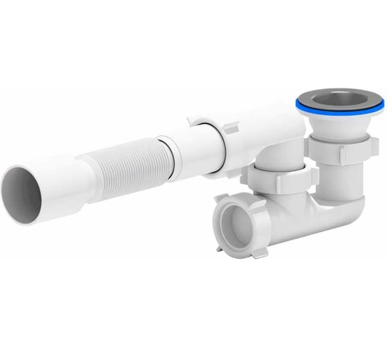 Изображение товара Сифон для поддона АНИ Пласт регулируемый, 1 1/2''x40, гофра, 40х50, нержавеющая сетка E215 025-0278