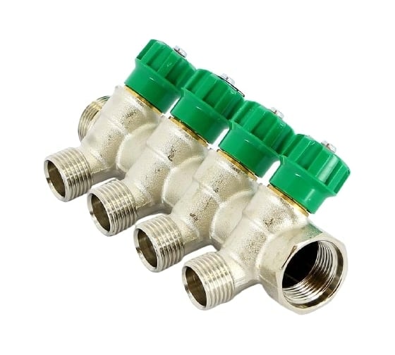 Изображение товара Никелированный коллектор Tiemme НВ 1" 2х1/2 х16 Н 36мм с вентилями 1840007