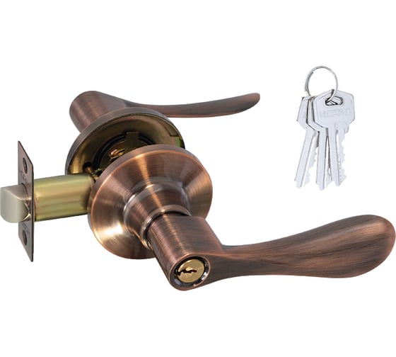 Изображение товара Ручка-защелка НОРА-М NEW стар.медь ЗВ3-01 ключ/фикс. 15664