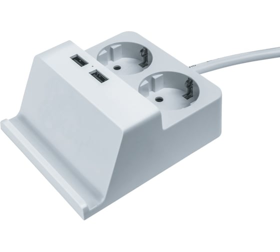 Изображение товара Удлинитель Navigator NPE-USB03-02-150-E-3X1 с заземлением 2 гнезда 1.5м USB2.1A 61457
