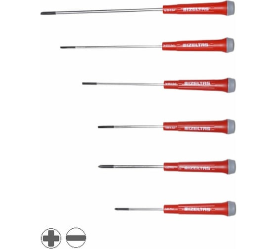 Изображение товара Набор отверток для клемм IZELTAS прямой+крестообразный шлиц, 6 предметов 4500008106