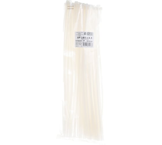 Изображение товара Хомут (кабельная стяжка)  KOPOS PA6.6 полиамид. SP 380х4.8 HA, белый SP 380X4.5_HA