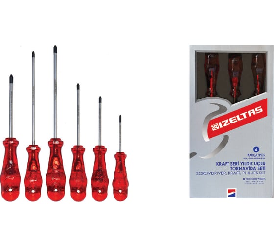 Изображение товара Набор отверток IZELTAS KRAFT Phillips с крестообразным шлицем, 6 предметов 4120008106