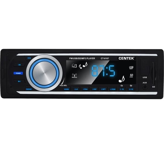 Изображение товара Автомагнитола Centek 4х50 Вт, SD, MMC, USB, MP3, цветной LED, 18 станций CT-8107