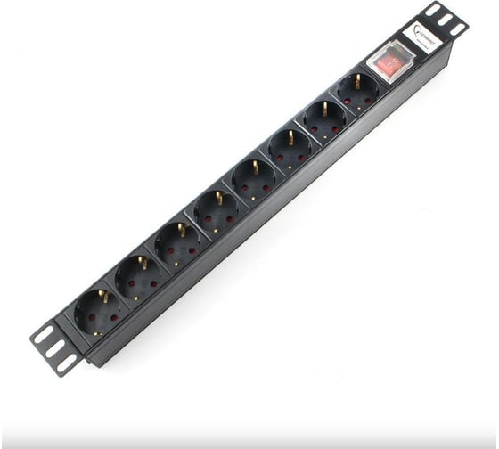 Изображение товара Блок Gembird 1 вход С14/ 8 евророзеток с защитой для 19. C14. MAX-19. 16A. 1U. MAX19-EH8-0
