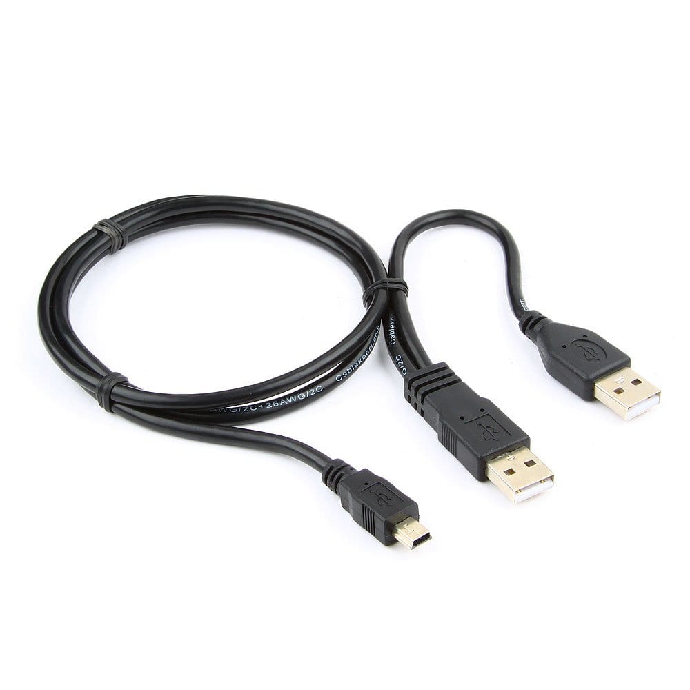 фото Кабель usb 2.0 gembird pro 2xam/minibm 5p 0.9м экран черный пакет ccp-usb22-am5p-3