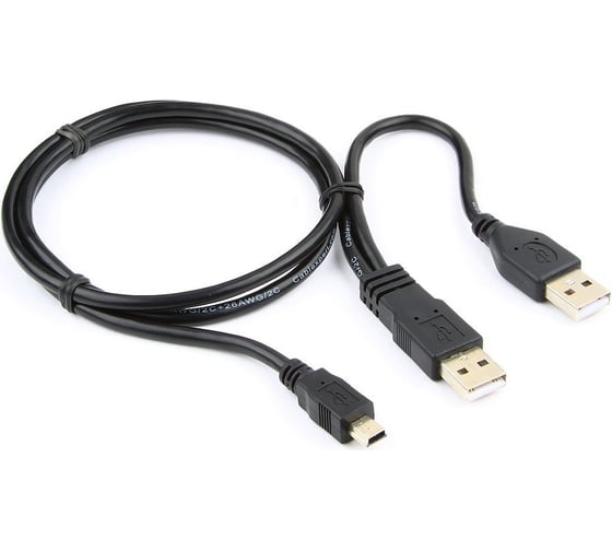 Изображение товара Кабель Cablexpert USB 2.0 Pro / 2xAM/miniBM 5P 0.9м экран черный пакет CCP-USB22-AM5P-3