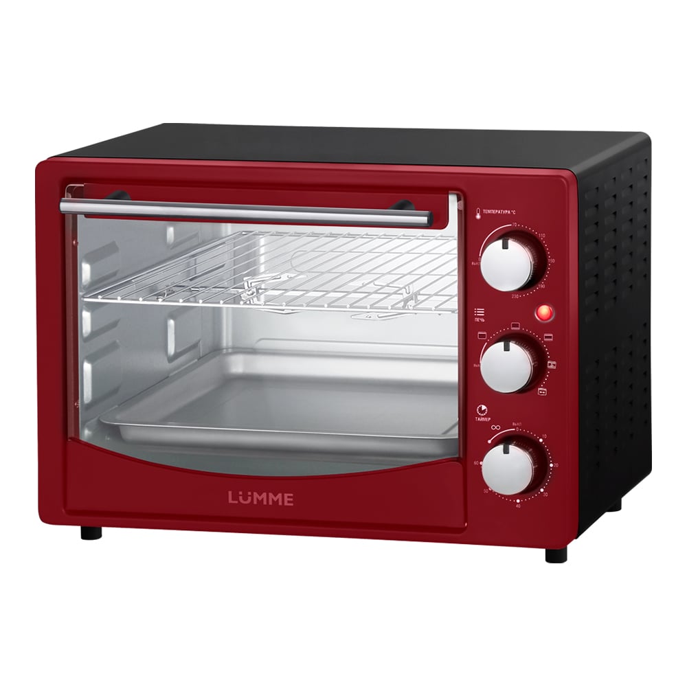 Изображение товара Мини-печь LUMME LU-EO1714B бордовый 25 л с конвекцией и вертелом