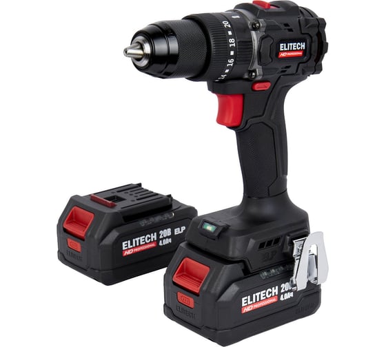 Изображение товара Аккумуляторная ударная дрель Elitech CD 20ISL2 (20В, 2х4Ач, 60Нм, BL) HD 205723