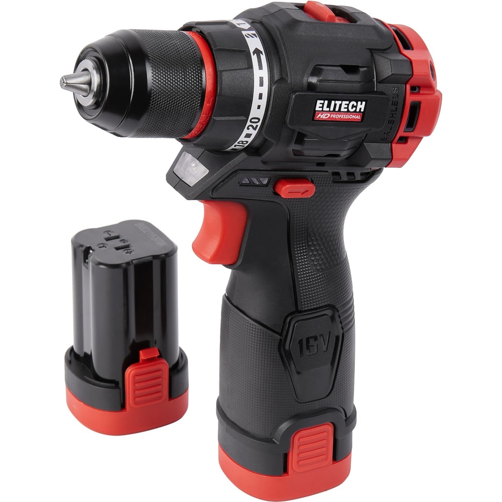 Изображение товара Аккумуляторная дрель Elitech CD 16L2 (16В, 2х2Ач, 55Нм, BL) HD 205715 Изображение товара Аккумуляторная дрель Elitech CD 16L2 (16В, 2х2Ач, 55Нм, BL) HD 205715