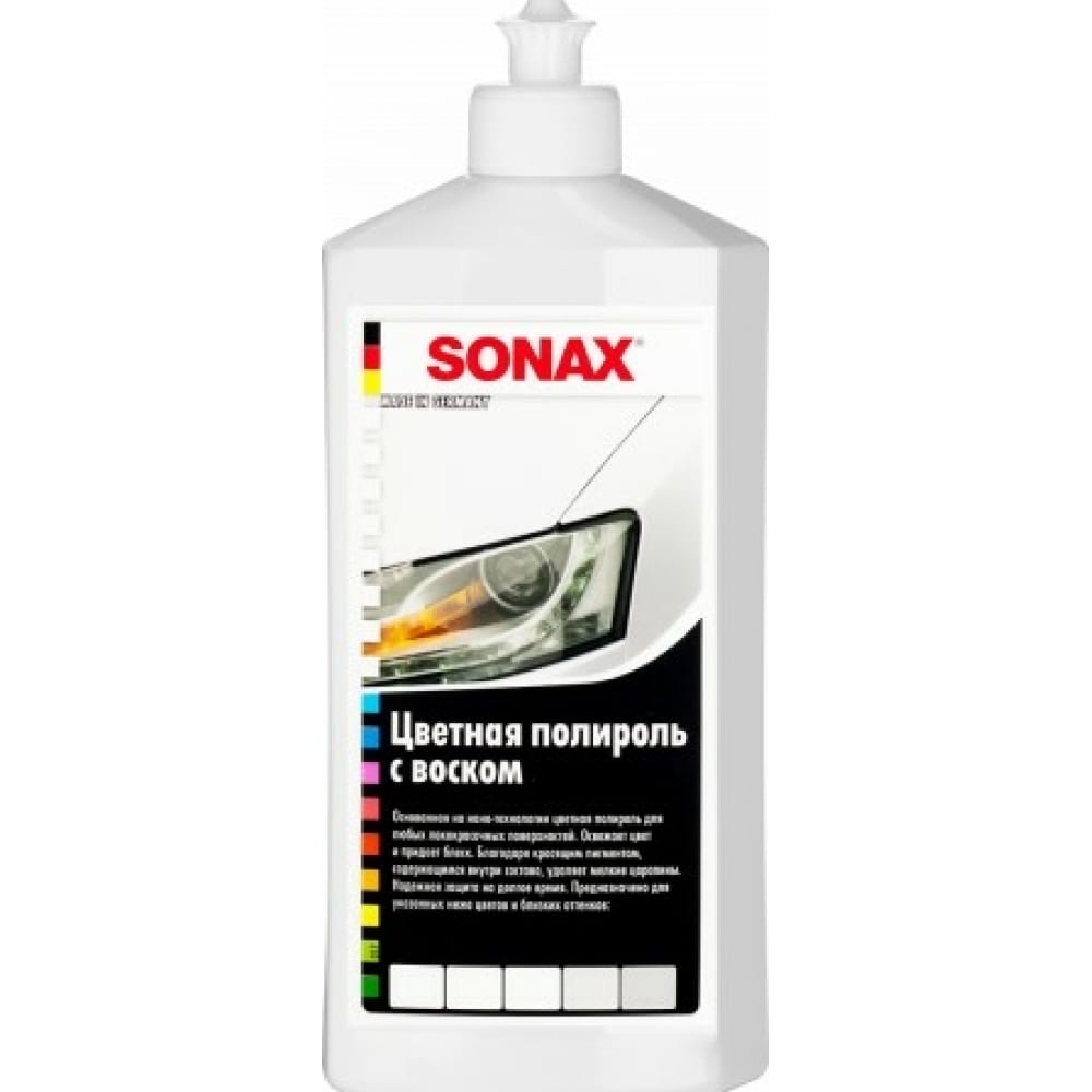 фото Цветной полироль с воском sonax белый nanopro 0,5л 296000