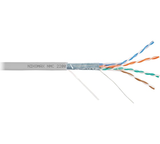 Изображение товара Кабель NIKOMAX F/UTP 4 пары, Кат.5e (Класс D), тест по ISO/IEC, 100МГц, одножильный, BC (чистая медь), 24AWG (0,50мм), поливинилхлорид, внутренний, серый, 305м NMC 2200A-GY